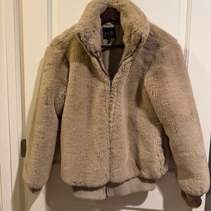Truth Beige Faux Fur Bomber Coat